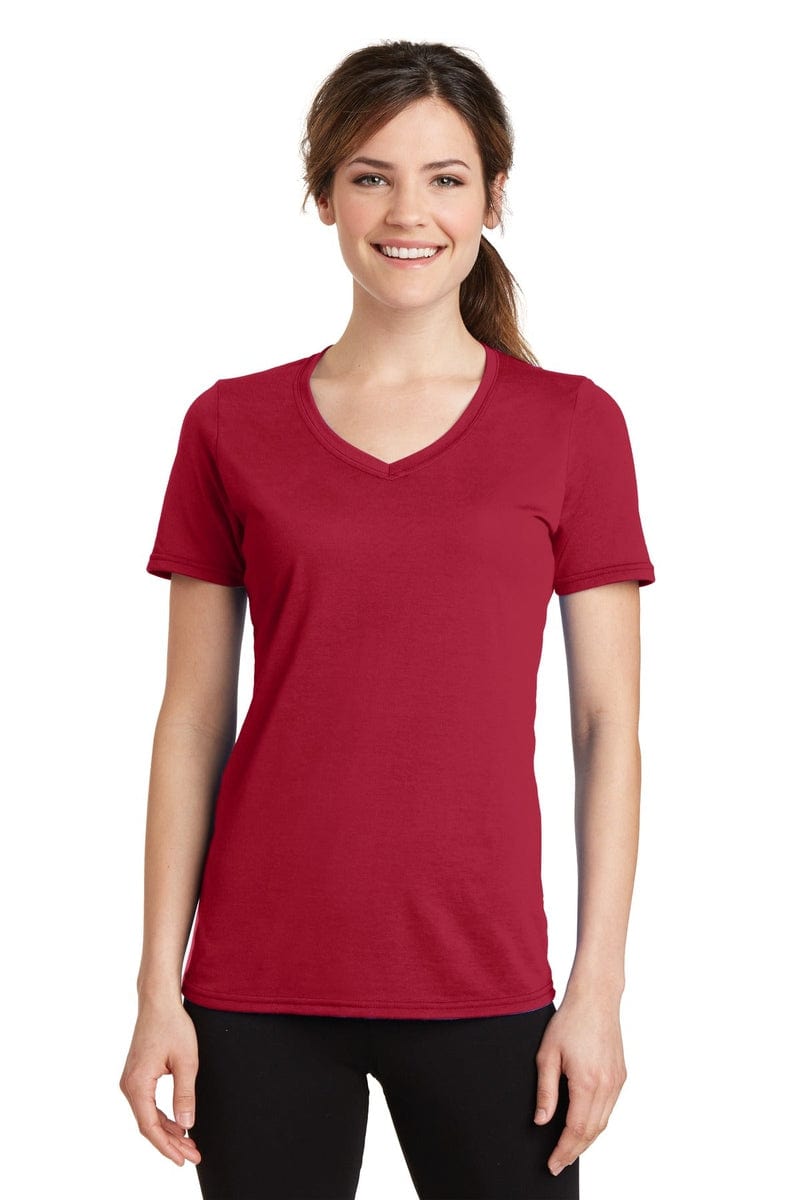 Port T-Shirts Port & Company ®  Ladies Performance Blend V-Neck Tee. LPC381V, Basic Colors