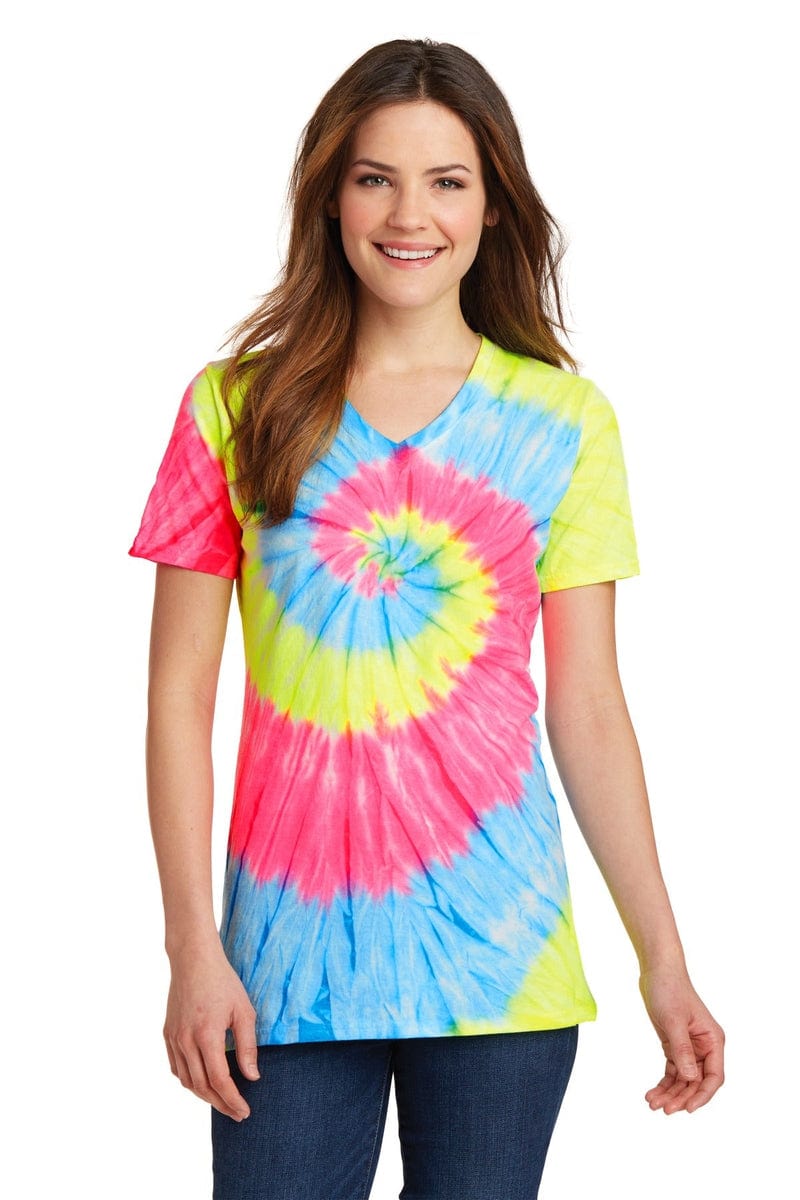 Port T-Shirts Port & Company ®  Ladies Tie-Dye V-Neck Tee.  LPC147V