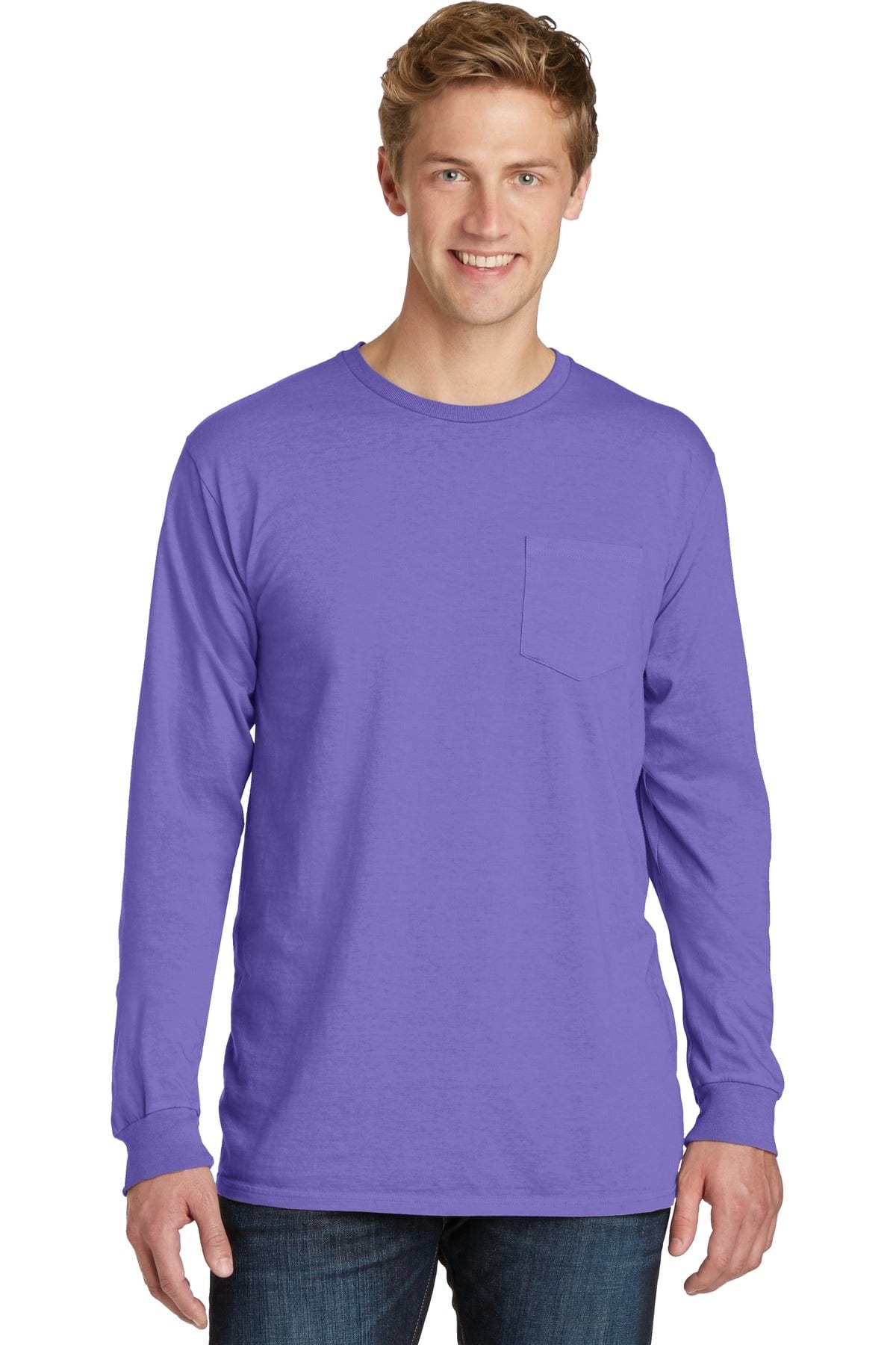 Port T-Shirts S / Amethyst Port & Company ®  Beach Wash ™  Garment-Dyed Long Sleeve Pocket Tee  PC099LSP