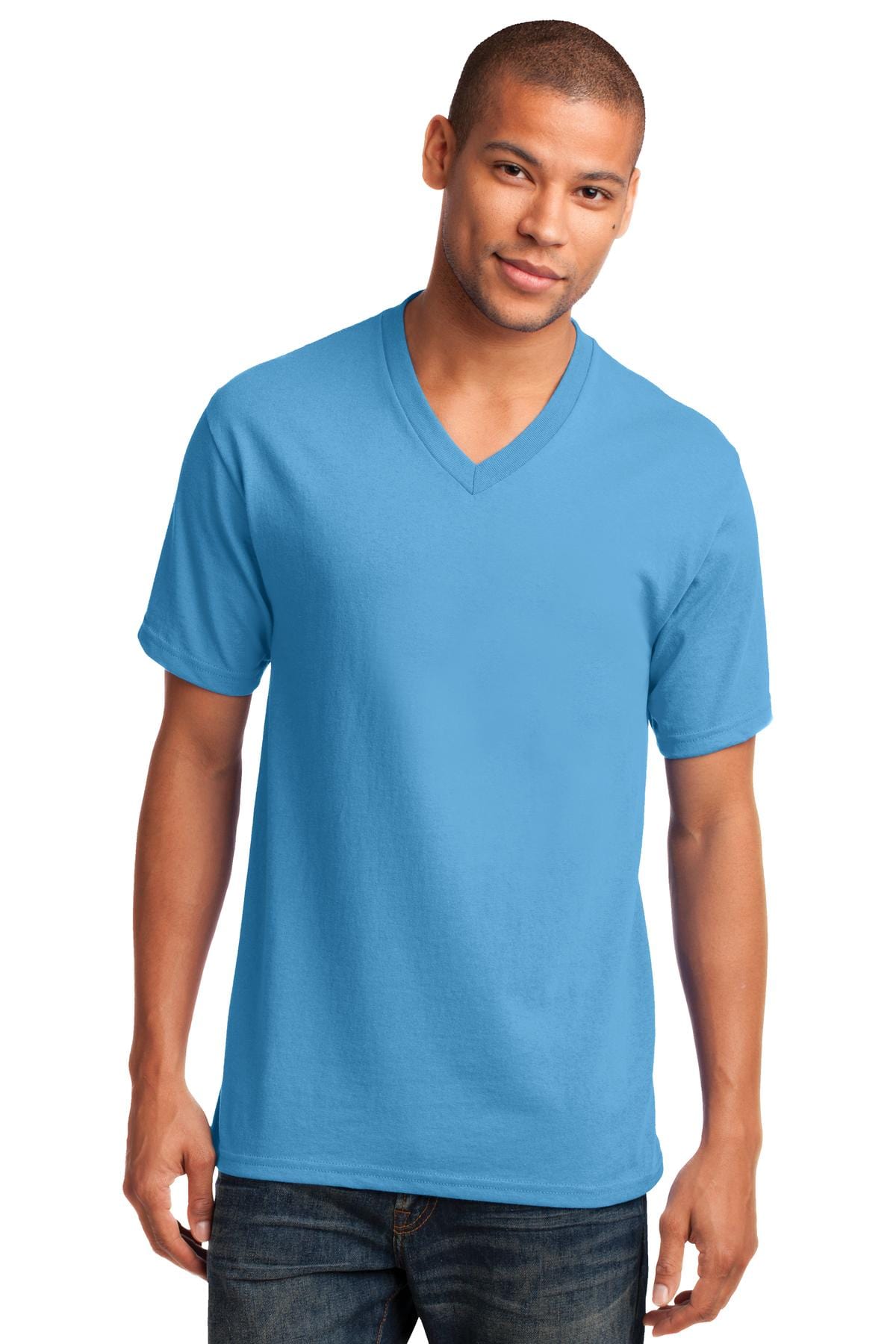 Port T-Shirts S / Aquatic Blue Port & Company ®  Core Cotton V-Neck Tee. PC54V