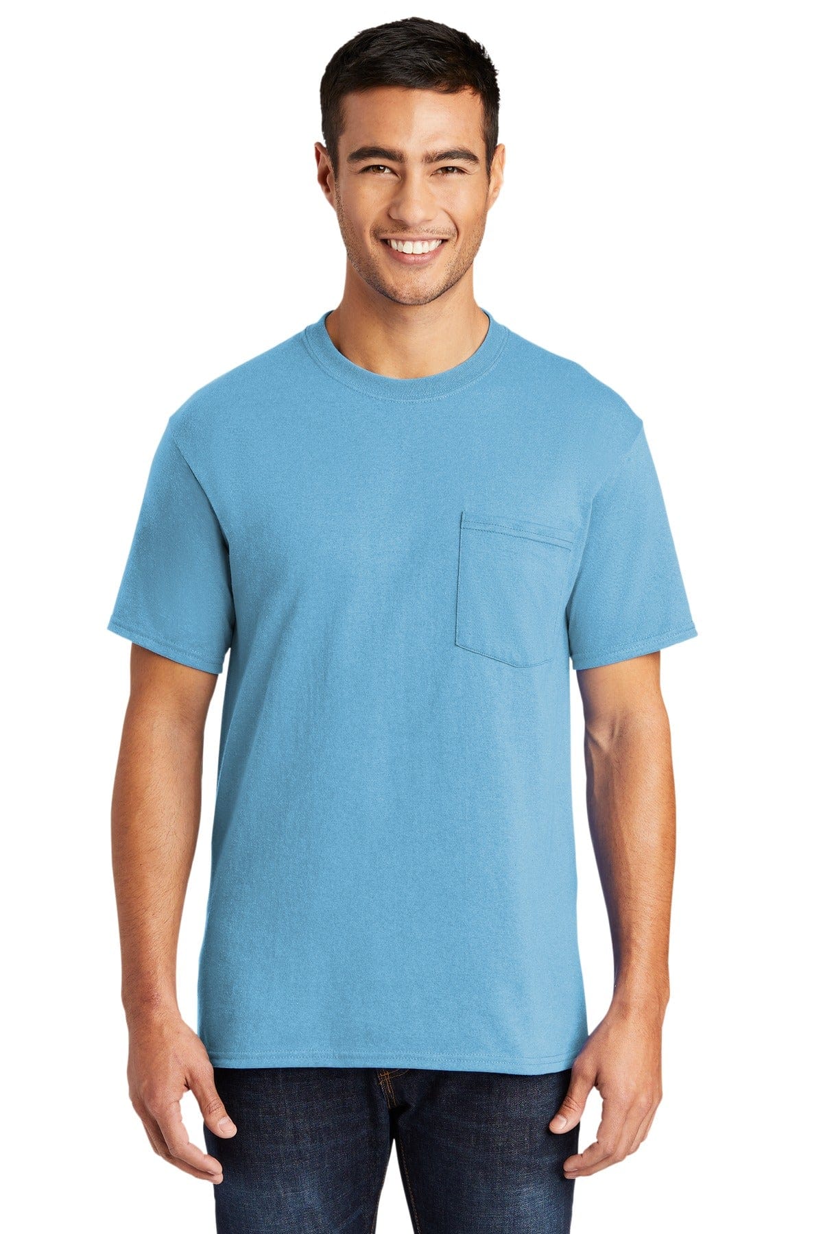Port T-Shirts S / Aquatic Blue Port & Company PC55P: Pocket Tee