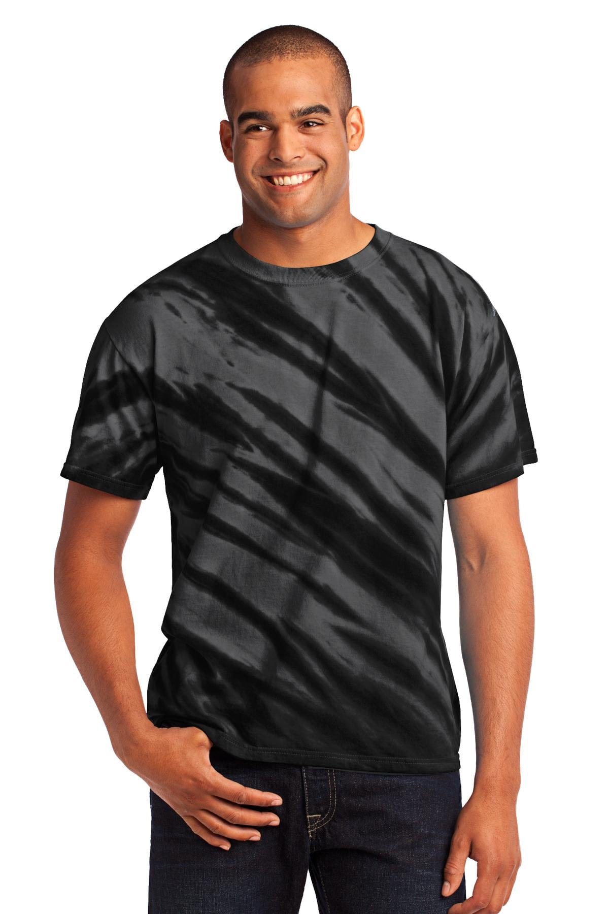 Port T-Shirts S / Black Port & Company ®  - Tiger Stripe Tie-Dye Tee. PC148