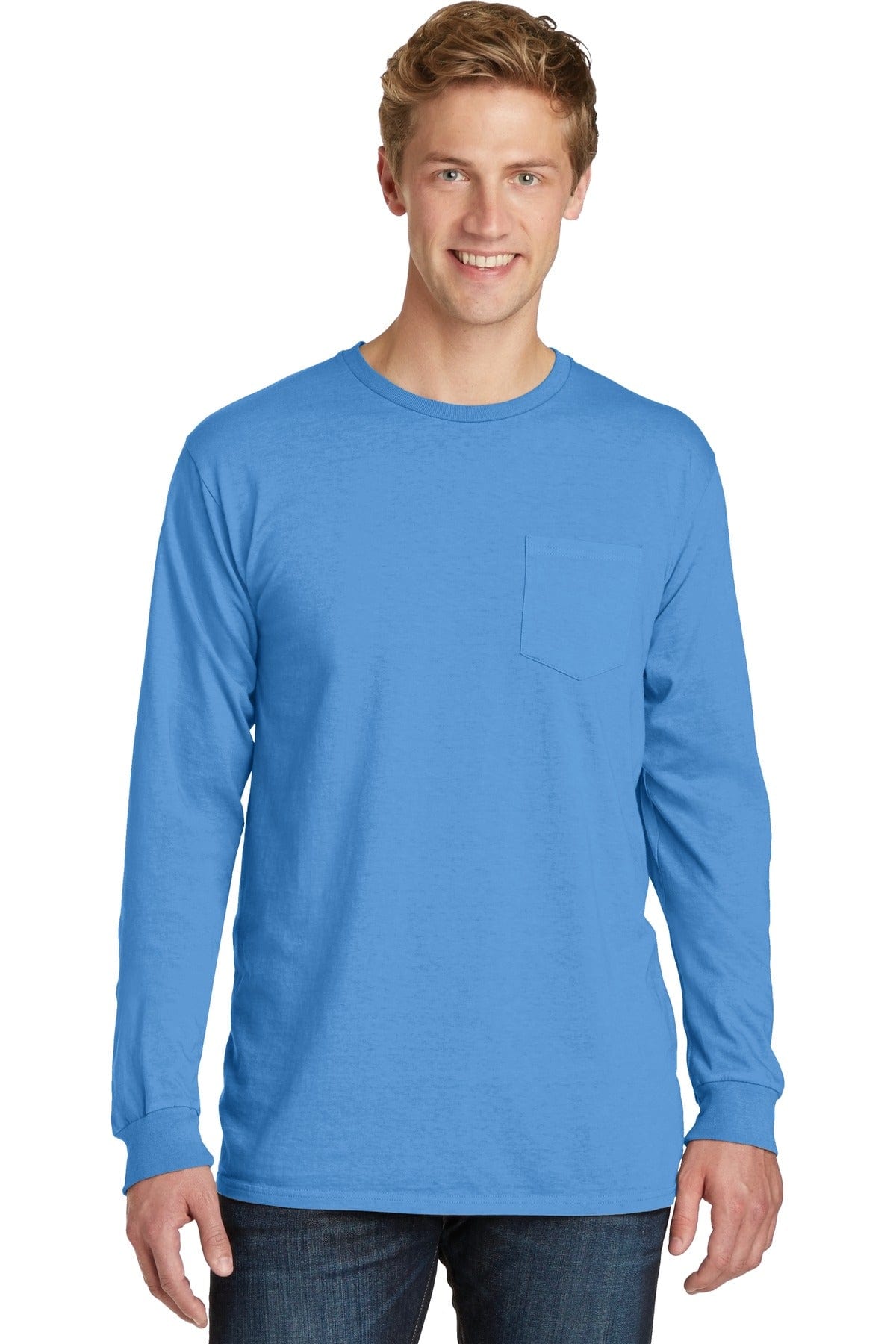 Port T-Shirts S / Blue Moon Port & Company ®  Beach Wash ™  Garment-Dyed Long Sleeve Pocket Tee  PC099LSP