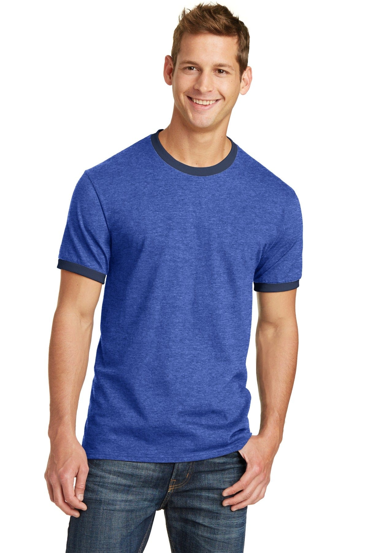 Port T-Shirts S / Heather Royal/ Navy Port & Company ®  Core Cotton Ringer Tee.  PC54R