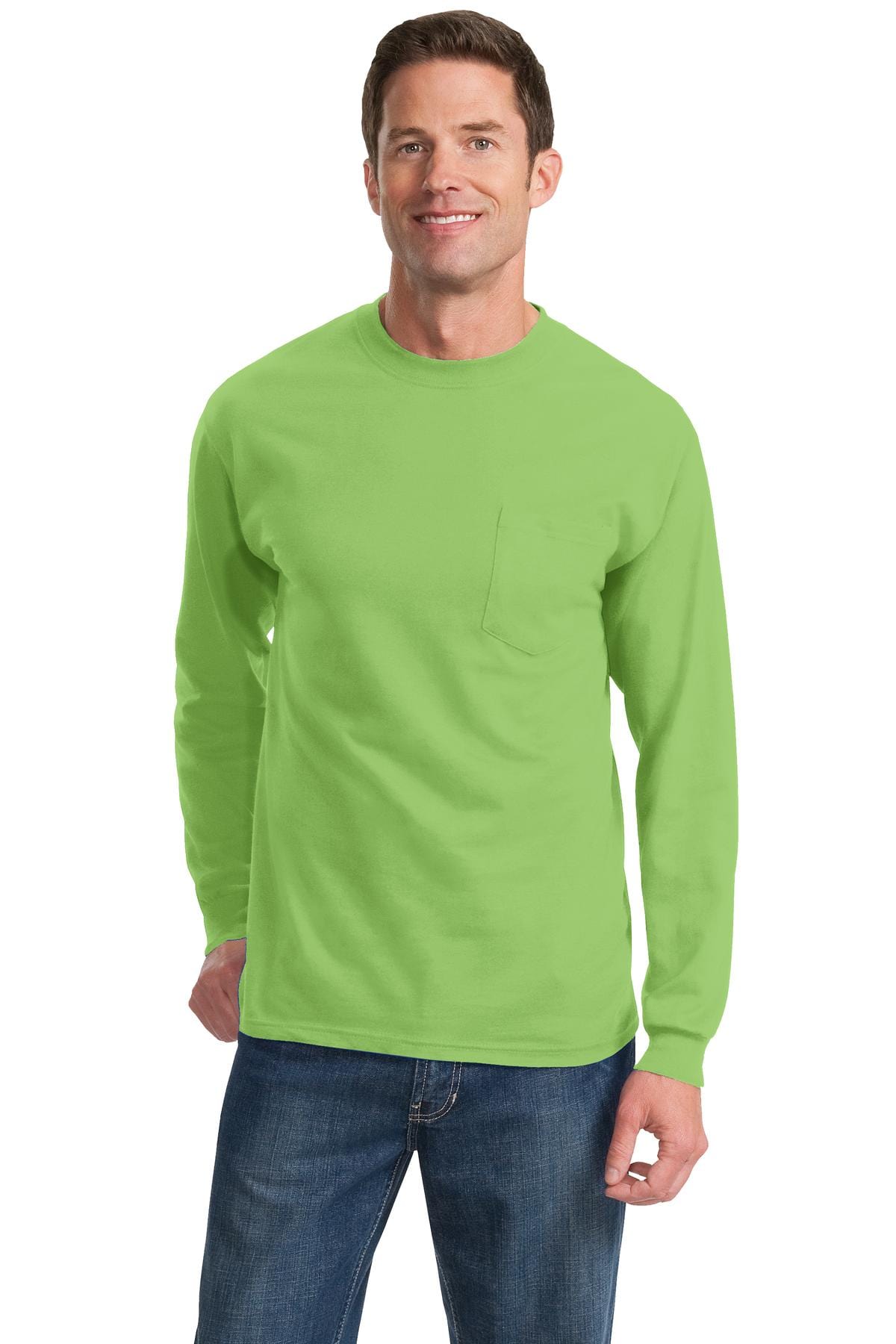 Port T-Shirts S / Lime Port & Company ®  - Long Sleeve Essential Pocket Tee.  PC61LSP