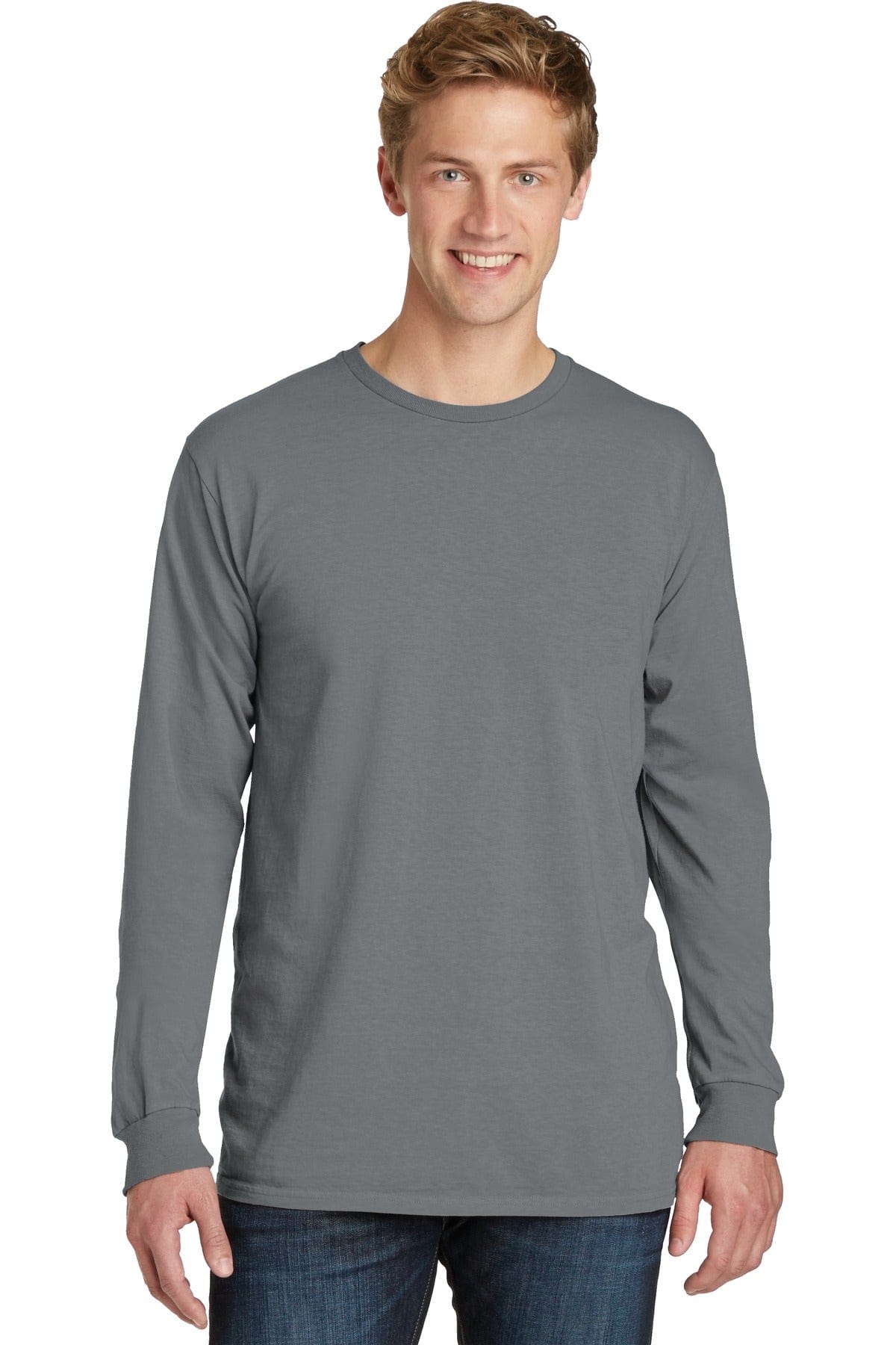 Port T-Shirts S / Pewter Port & Company ®  Beach Wash ™  Garment-Dyed Long Sleeve Tee PC099LS, Basic Colors