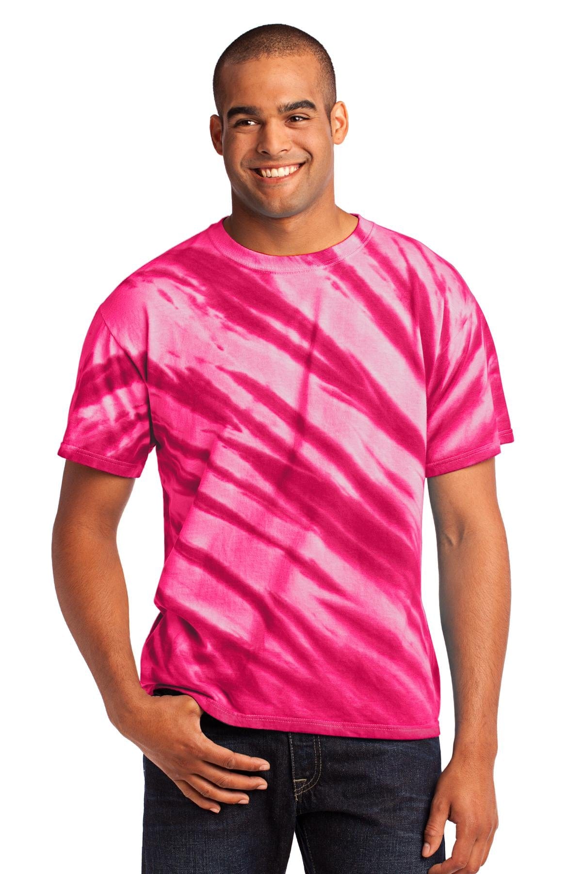 Port T-Shirts S / Pink Port & Company ®  - Tiger Stripe Tie-Dye Tee. PC148
