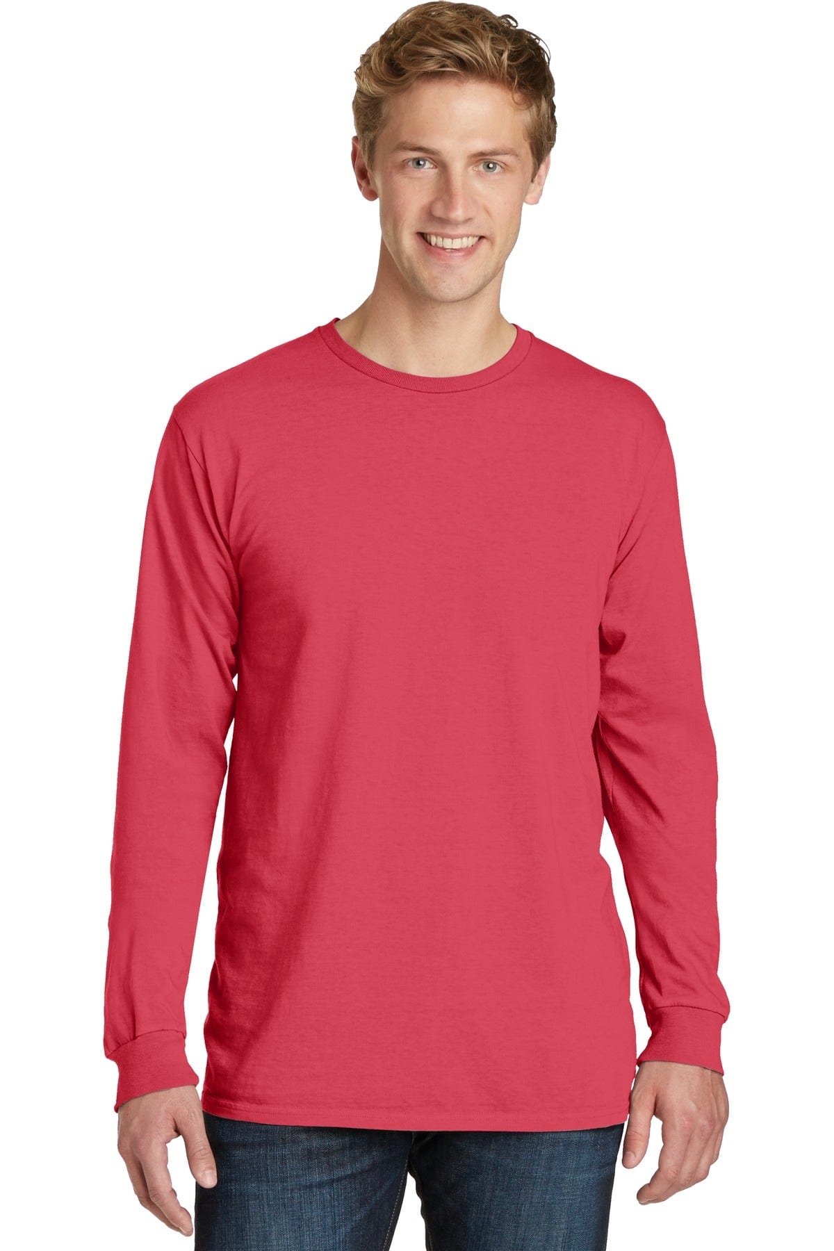 Port T-Shirts S / Poppy Port & Company ®  Beach Wash ™  Garment-Dyed Long Sleeve Tee PC099LS, Basic Colors