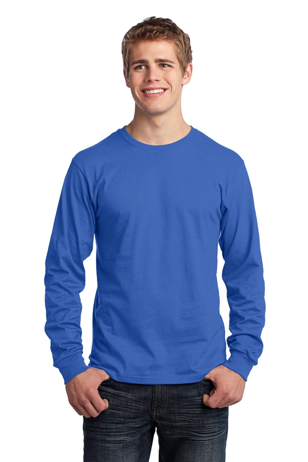 Port T-Shirts S / Royal Port & Company ®  - Long Sleeve Core Cotton Tee. PC54LS