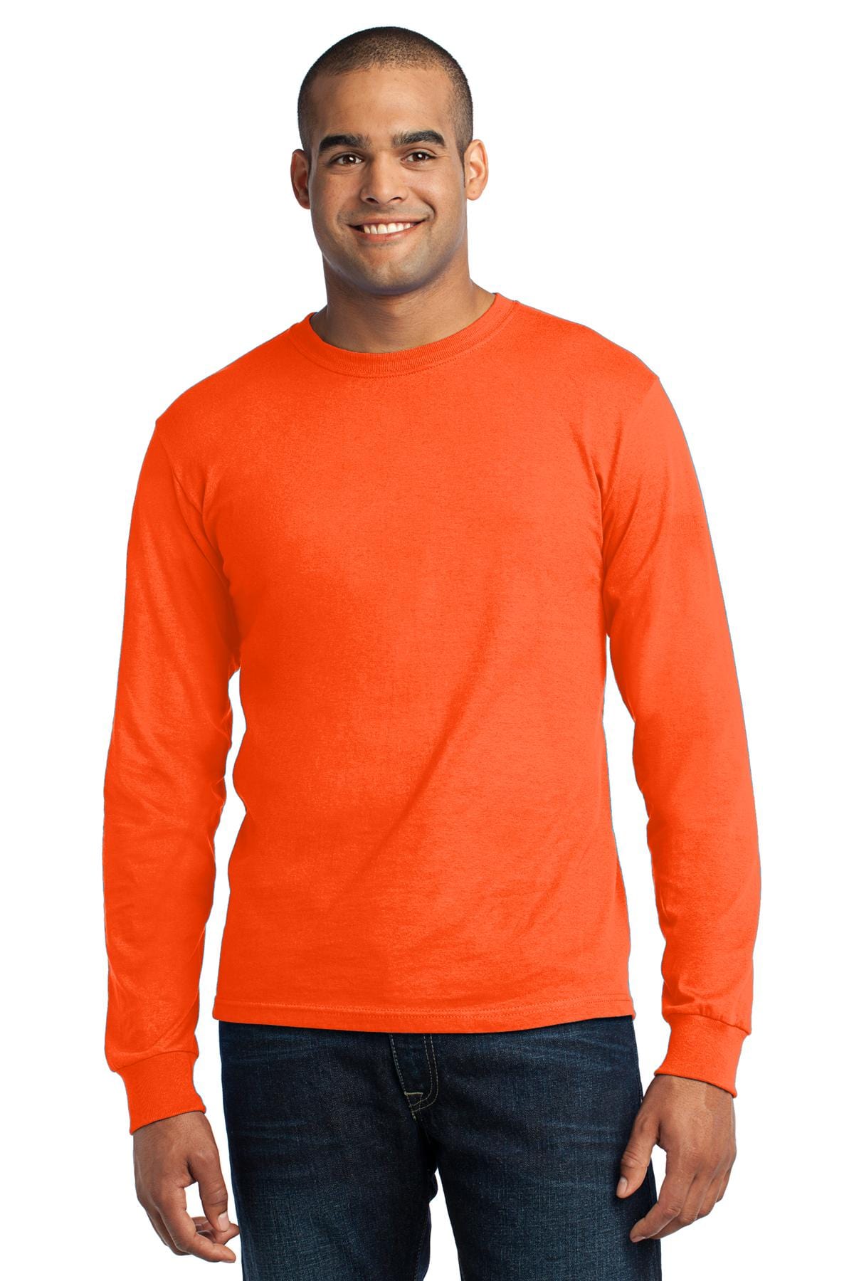 Port T-Shirts S / Safety Orange Port & Company ®  - Long Sleeve All-American Tee. USA100LS