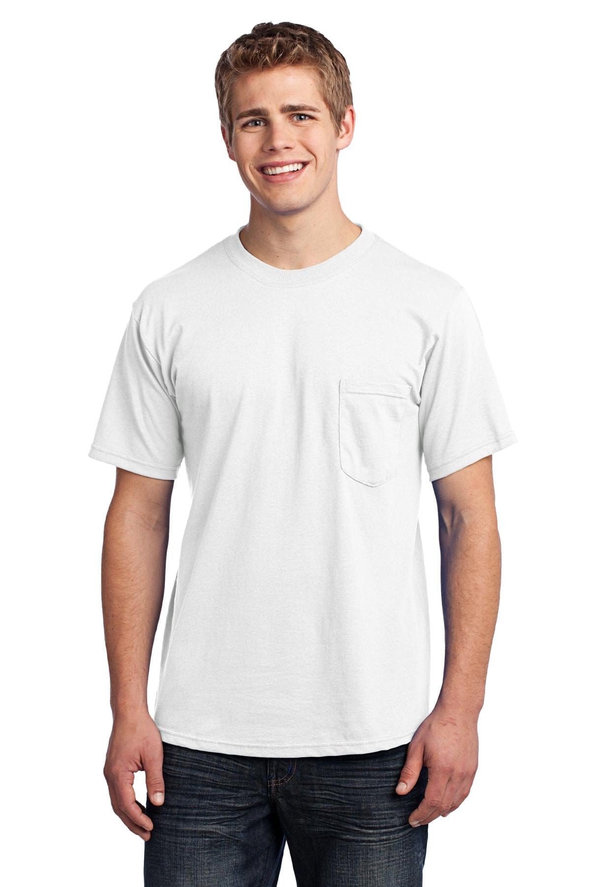 Port T-Shirts S / White Port & Company ®  - All-American Pocket Tee. USA100P