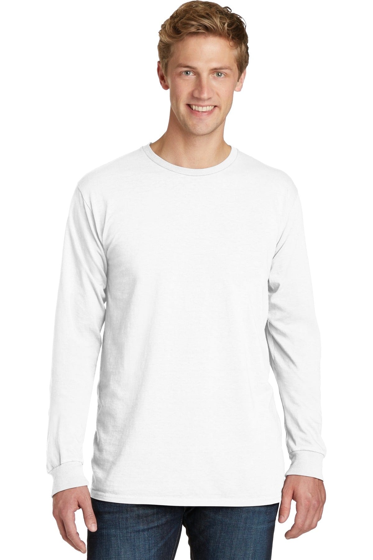 Port T-Shirts S / White Port & Company ®  Beach Wash ™  Garment-Dyed Long Sleeve Tee PC099LS