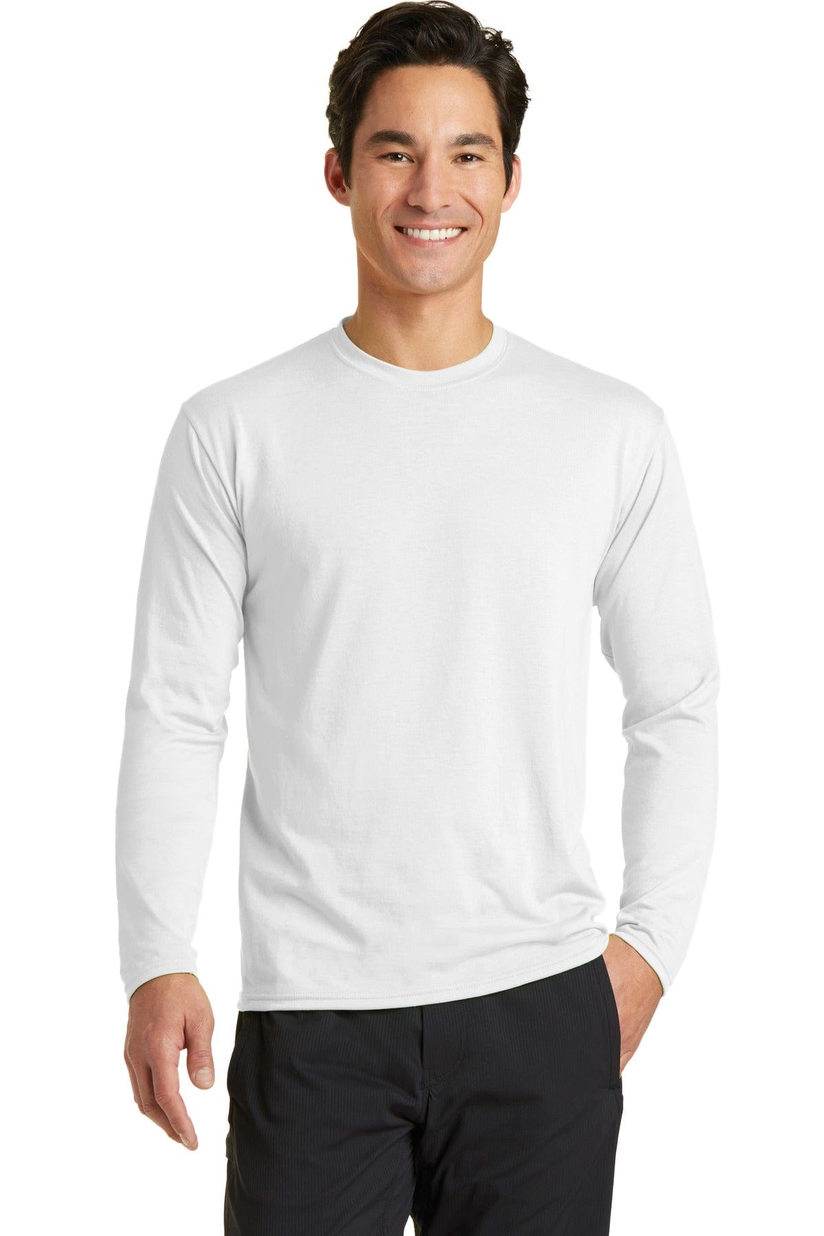 Port T-Shirts S / White Port & Company ®  Long Sleeve Performance Blend Tee. PC381LS, Basic Colors
