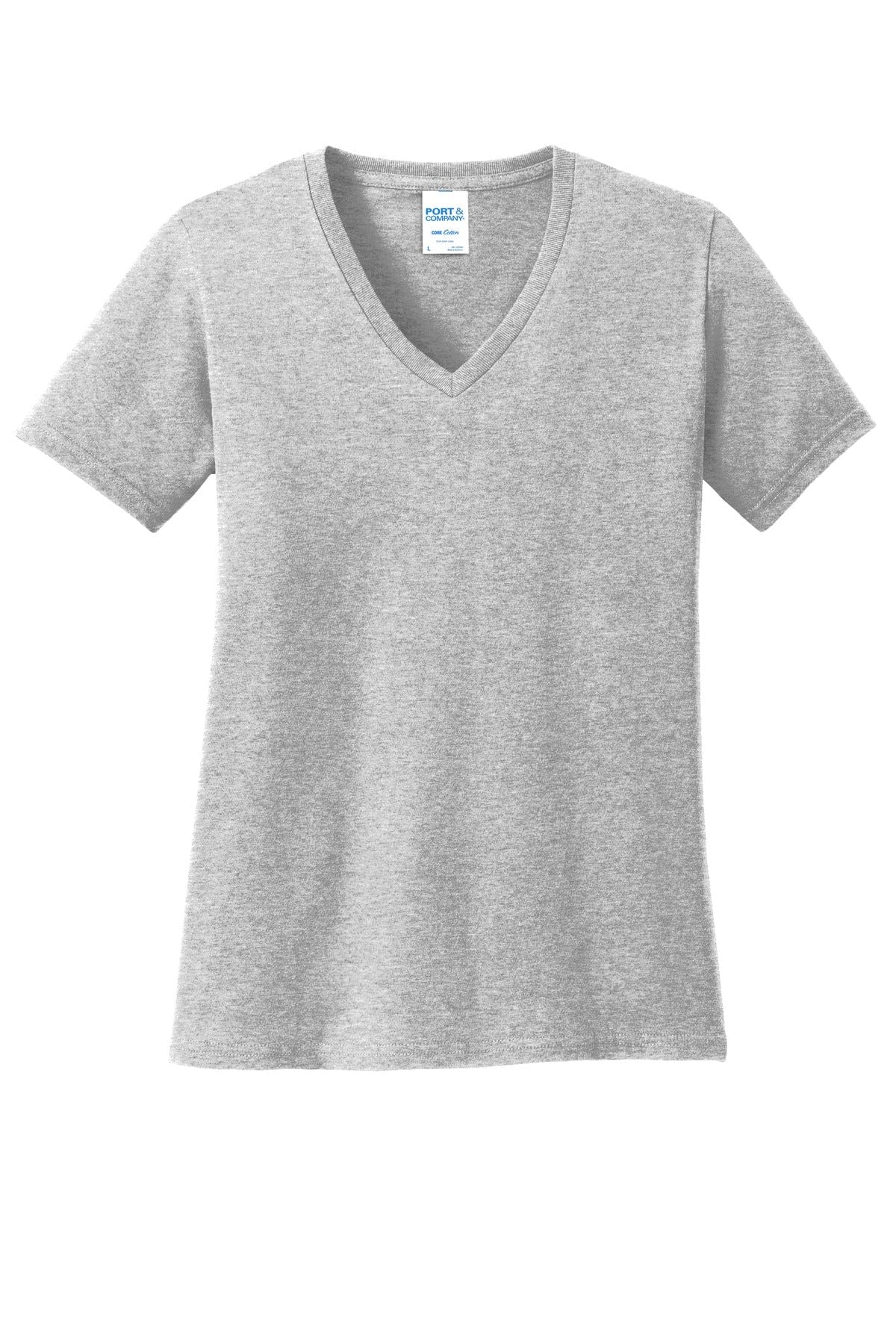 Port T-Shirts XS / Ash Port & Company ®  Ladies Core Cotton V-Neck Tee. LPC54V, Traditional Colors