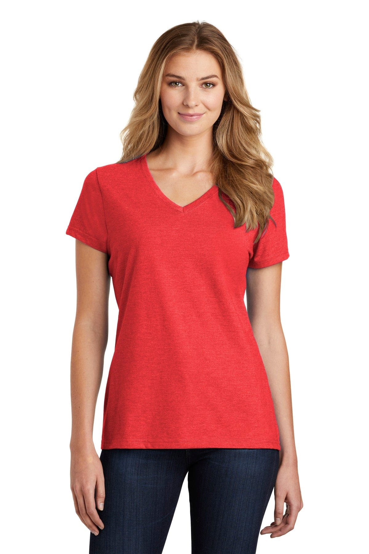 Port T-Shirts XS / Bright Red Heather Port & Company  ®  Ladies Fan Favorite  ™  Blend V-Neck Tee. LPC455V