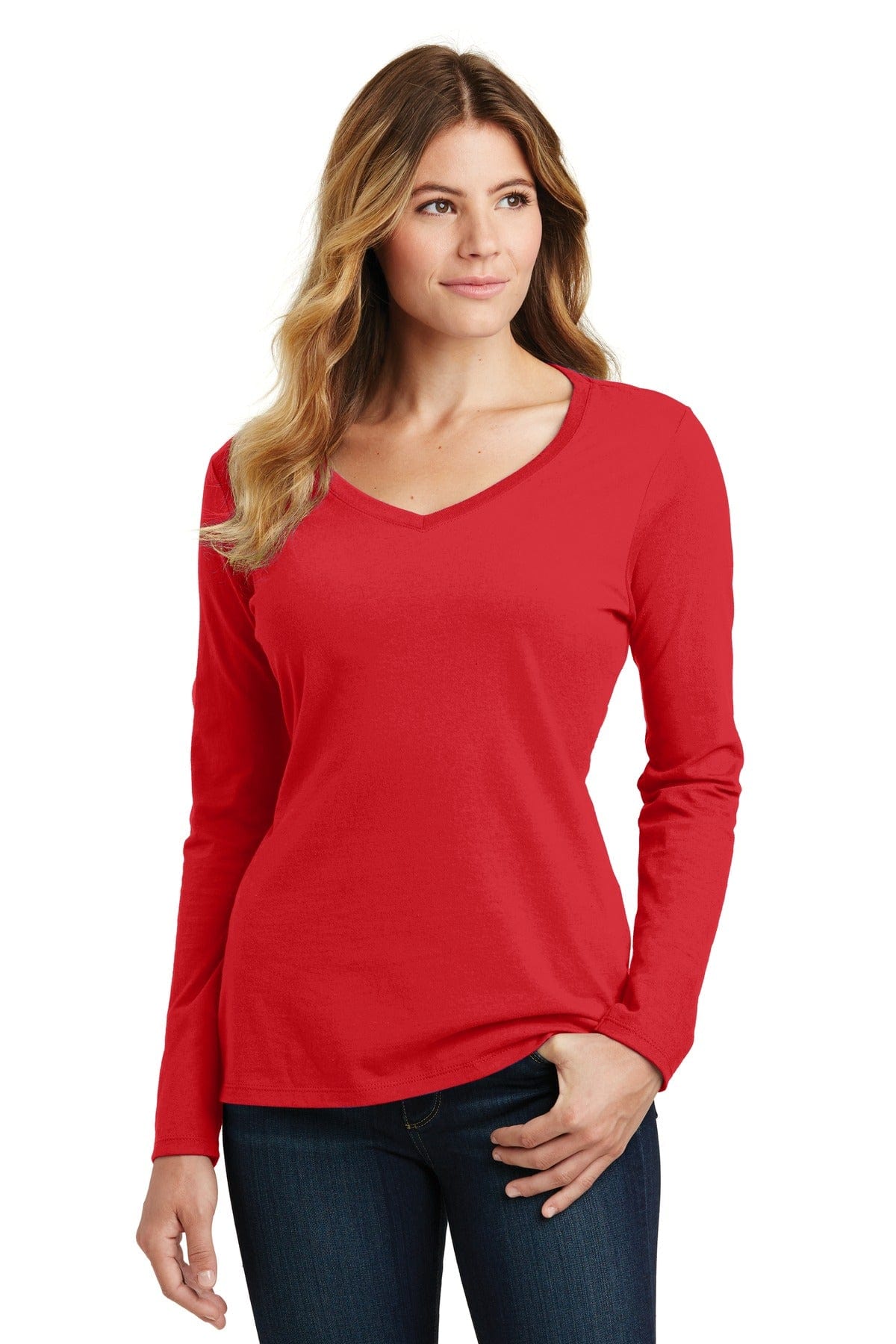 Port T-Shirts XS / Bright Red Port & Company ®  Ladies Long Sleeve Fan Favorite V-Neck Tee. LPC450VLS