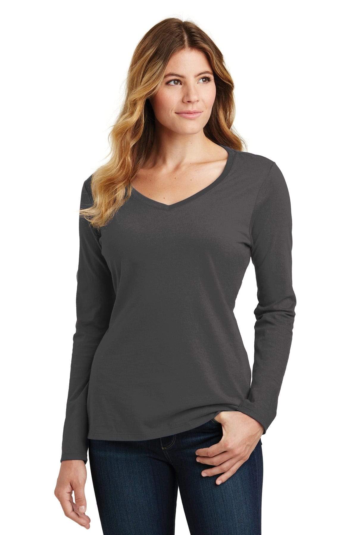 Port T-Shirts XS / Charcoal Port & Company ®  Ladies Long Sleeve Fan Favorite V-Neck Tee. LPC450VLS