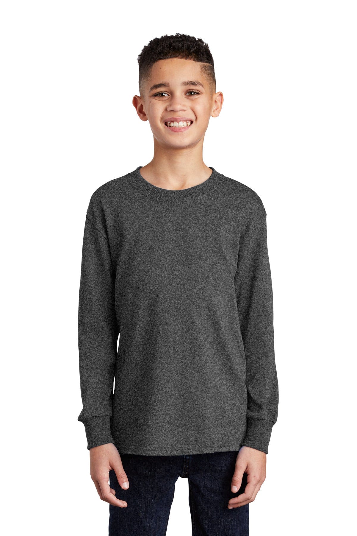 Port T-Shirts XS / Dark Heather Grey Port & Company ®  Youth Long Sleeve Core Cotton Tee. PC54YLS, Basic Colors