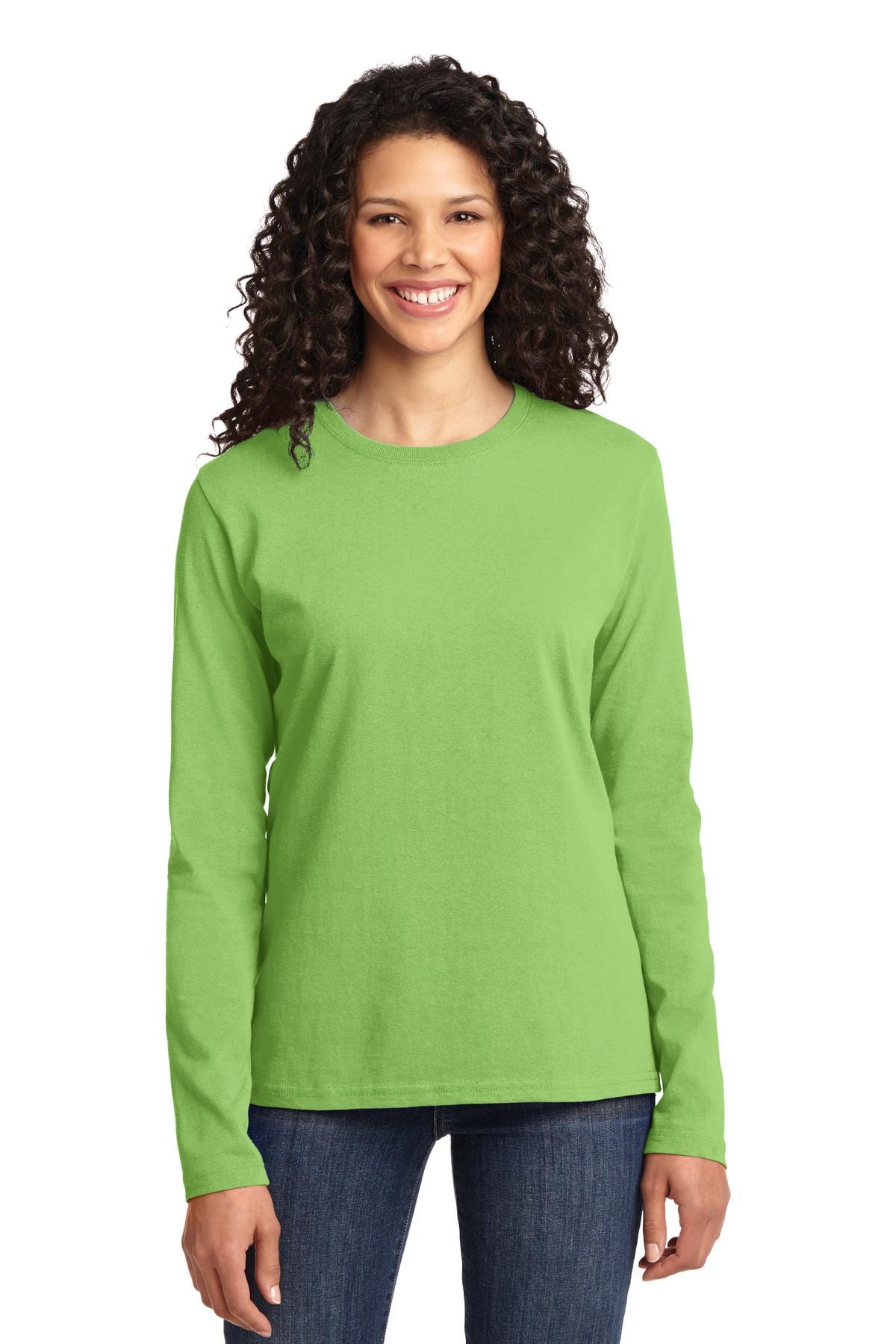 Port T-Shirts XS / Lime Port & Company ®  Ladies Long Sleeve Core Cotton Tee. LPC54LS, Basic Colors