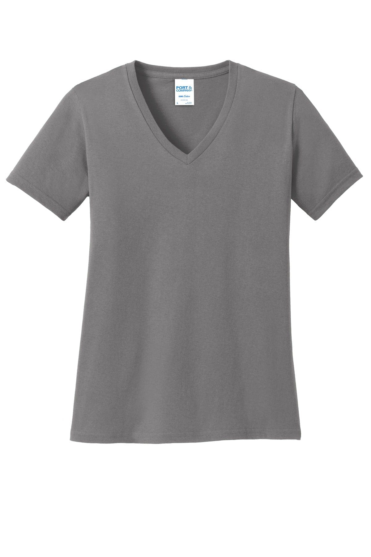 Port T-Shirts XS / Medium Grey Port & Company ®  Ladies Core Cotton V-Neck Tee. LPC54V, Traditional Colors