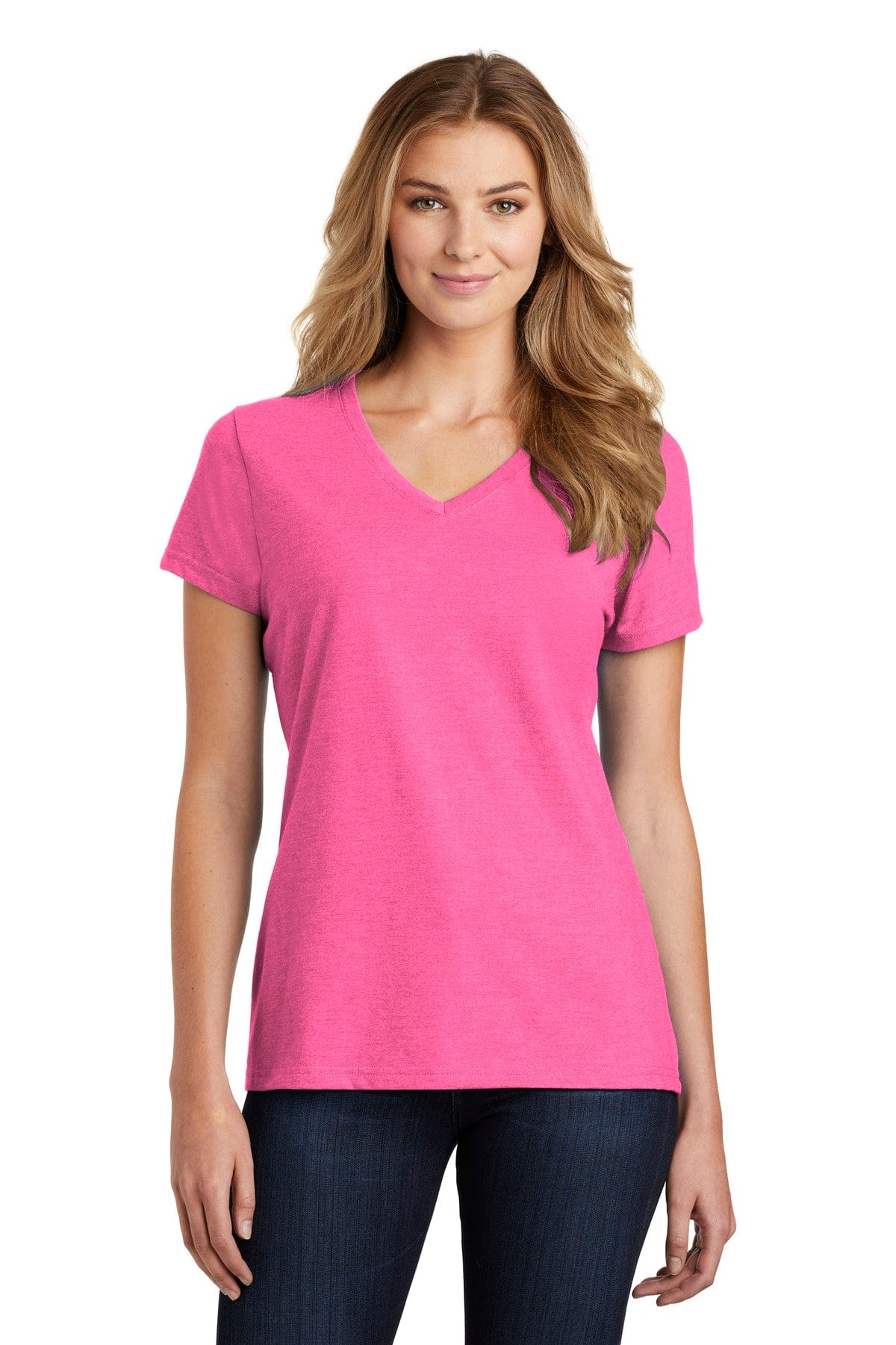 Port T-Shirts XS / Neon Pink Heather Port & Company  ®  Ladies Fan Favorite  ™  Blend V-Neck Tee. LPC455V