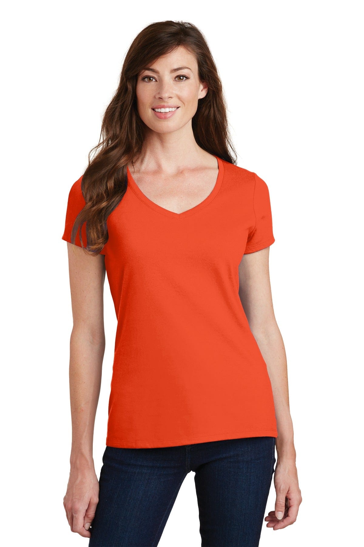 Port T-Shirts XS / Orange Port & Company ®  Ladies Fan Favorite V-Neck Tee. LPC450V, Basic Colors