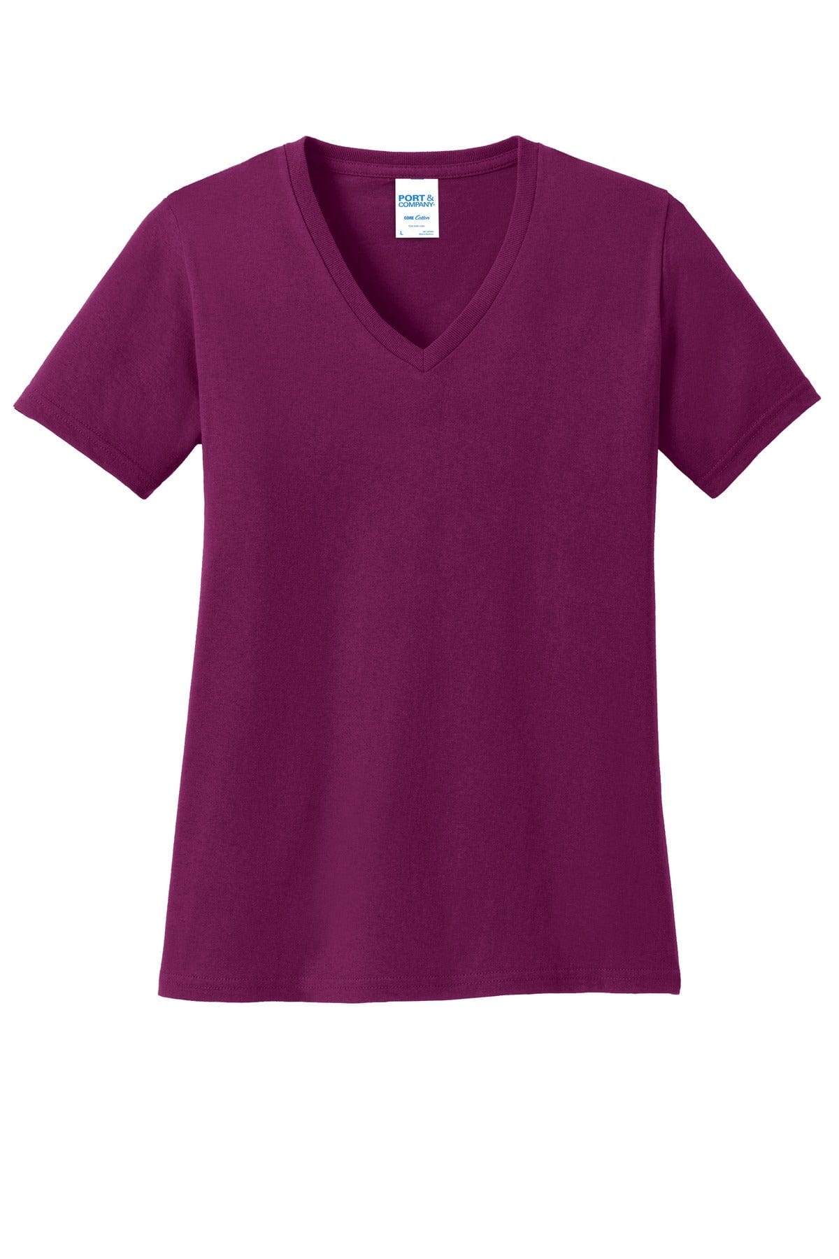 Port T-Shirts XS / Raspberry Port & Company ®  Ladies Core Cotton V-Neck Tee. LPC54V, Traditional Colors