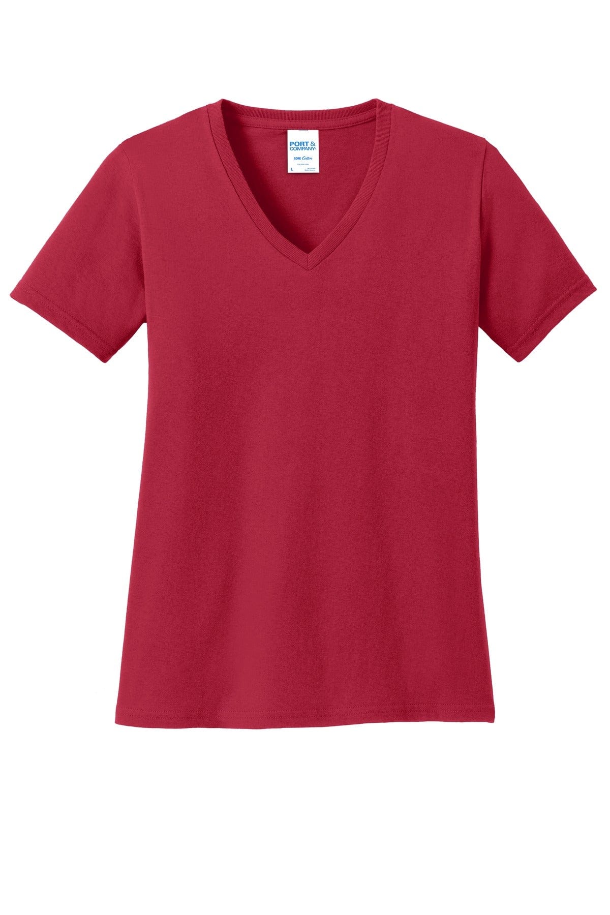 Port T-Shirts XS / Red Port & Company ®  Ladies Core Cotton V-Neck Tee. LPC54V, Basic Colors