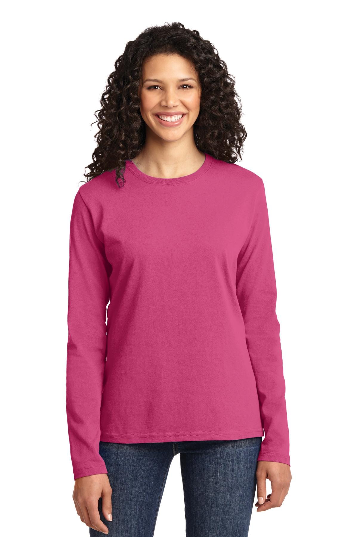Port T-Shirts XS / Sangria Port & Company ®  Ladies Long Sleeve Core Cotton Tee. LPC54LS, Basic Colors