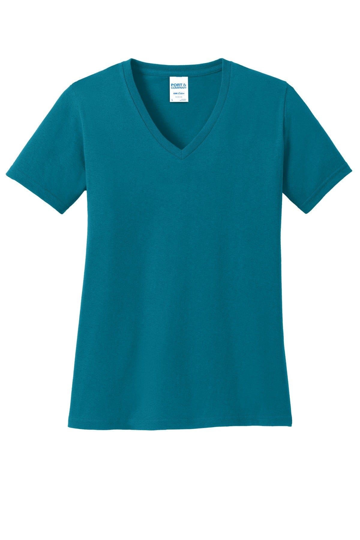 Port T-Shirts XS / Teal Port & Company ®  Ladies Core Cotton V-Neck Tee. LPC54V, Basic Colors
