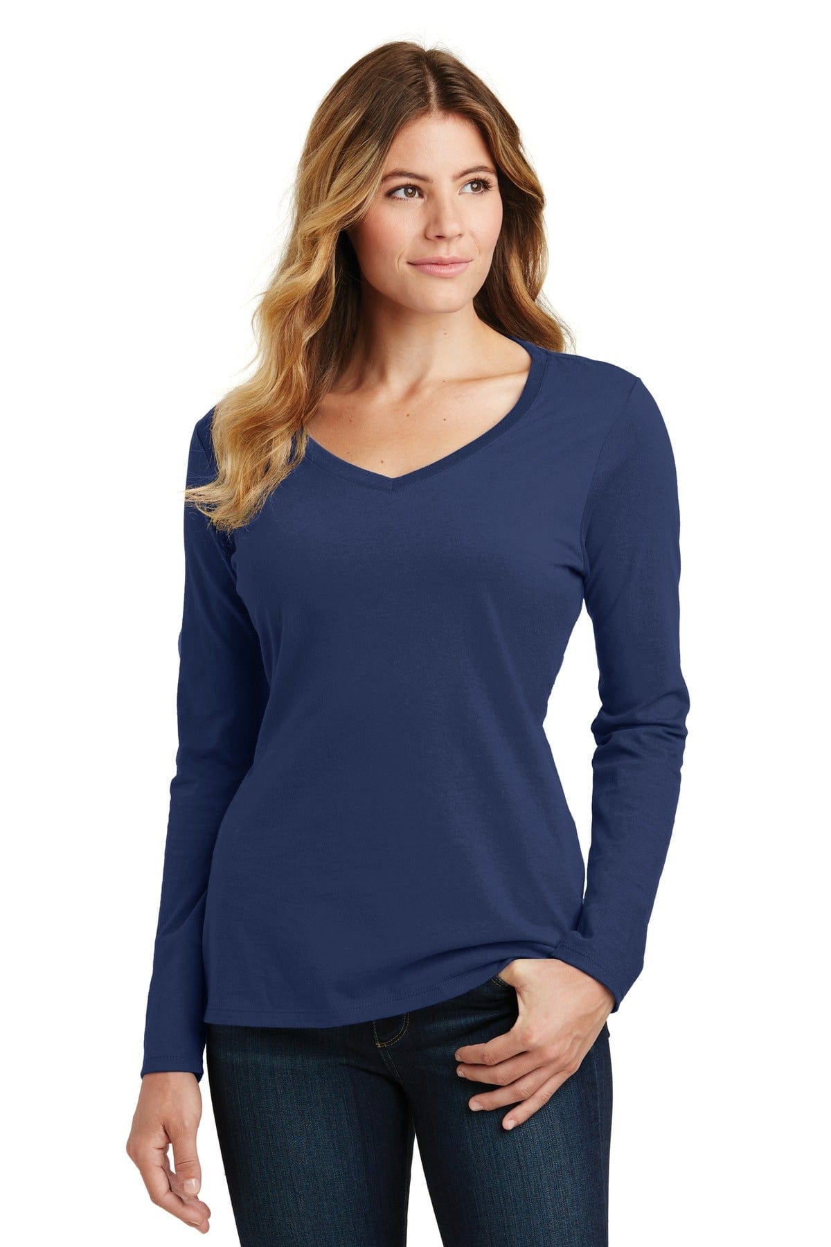 Port T-Shirts XS / Team Navy Port & Company ®  Ladies Long Sleeve Fan Favorite V-Neck Tee. LPC450VLS, Basic Colors