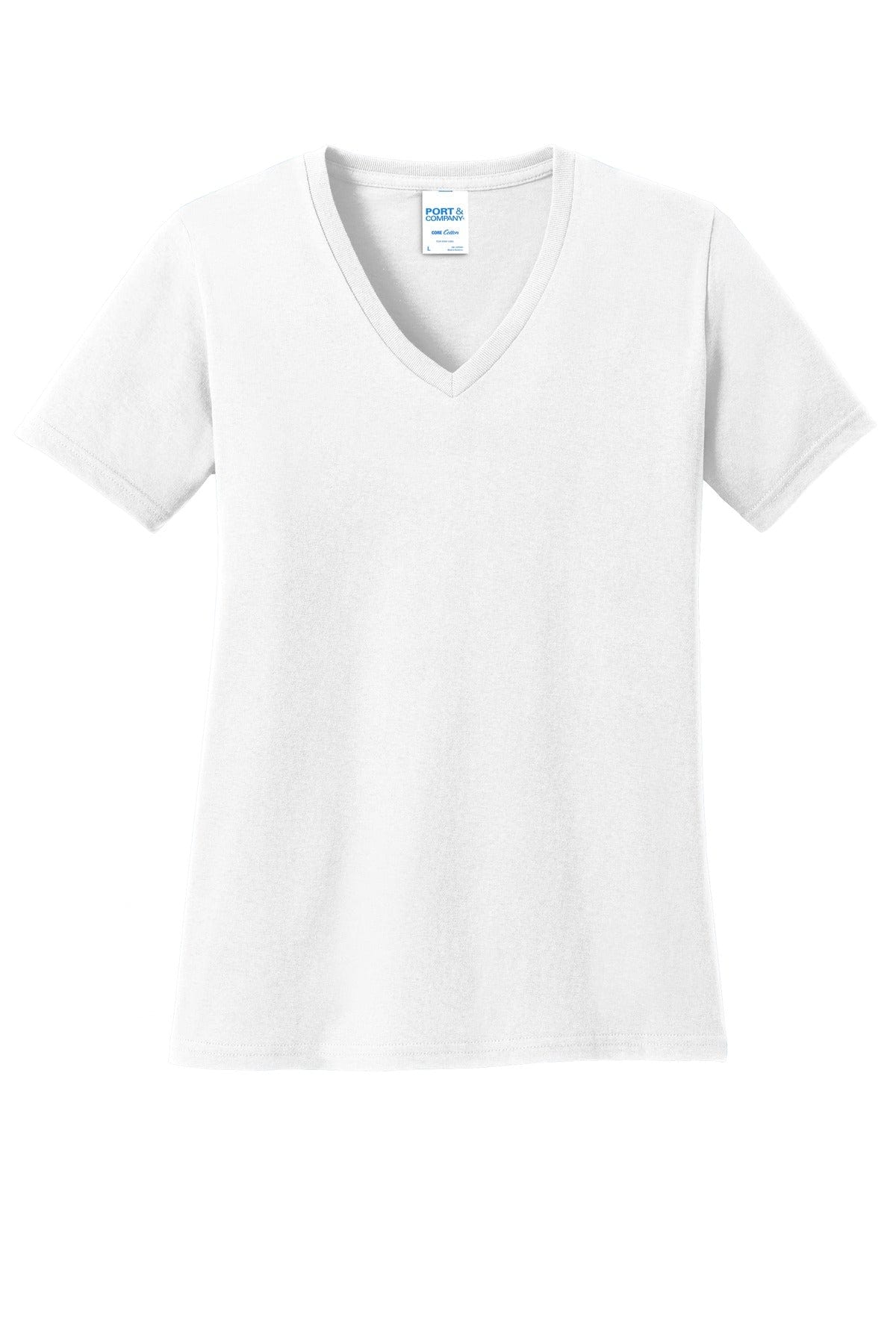 Port T-Shirts XS / White Port & Company ®  Ladies Core Cotton V-Neck Tee. LPC54V, Basic Colors