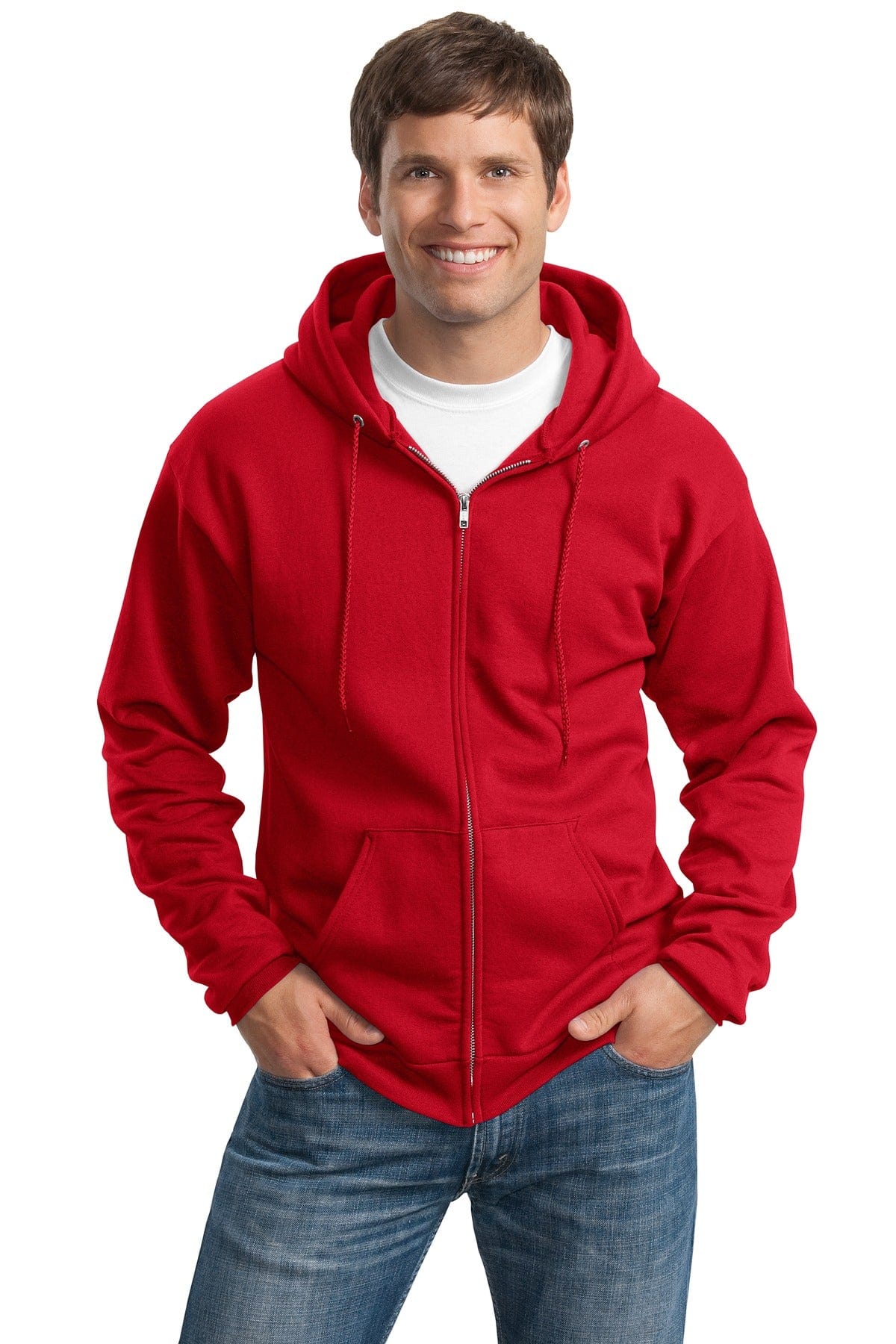 Port Tall LT / Red Port & Company ®  Tall Essential Fleece Full-Zip Hooded Sweatshirt. PC90ZHT