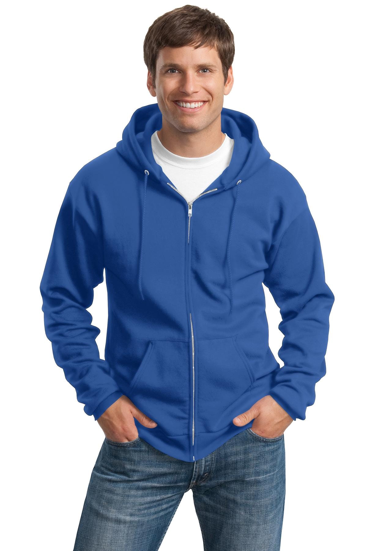 Port Tall LT / Royal Port & Company ®  Tall Essential Fleece Full-Zip Hooded Sweatshirt. PC90ZHT