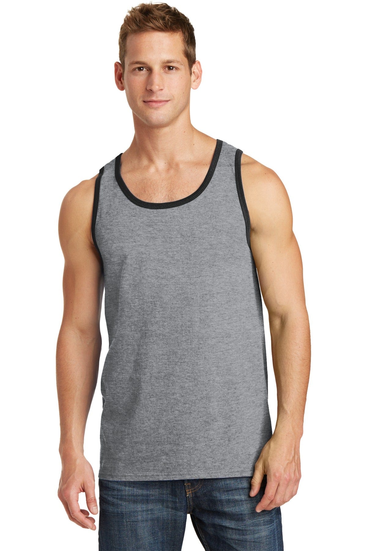 Port Tank Tops S / Athletic Heather/ Jet Black Port & Company ®  Core Cotton Tank Top.  PC54TT, Basic Colors