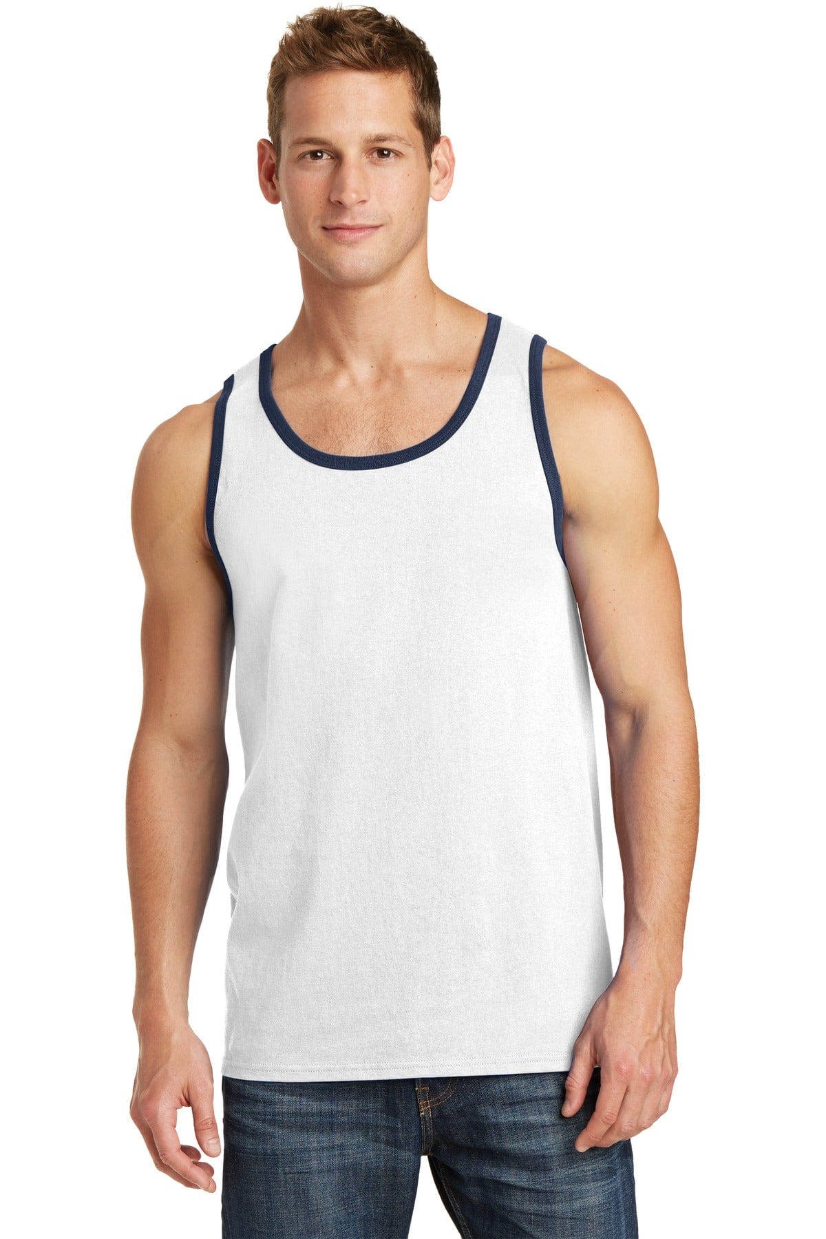 Port Tank Tops S / White/ Navy Port & Company ®  Core Cotton Tank Top.  PC54TT, Basic Colors