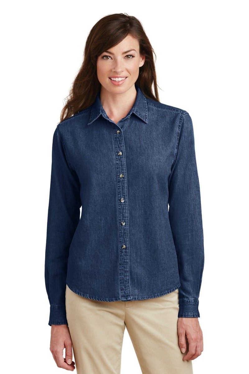 Port Woven Shirts Port & Company ®  - Ladies Long Sleeve Value Denim Shirt.  LSP10