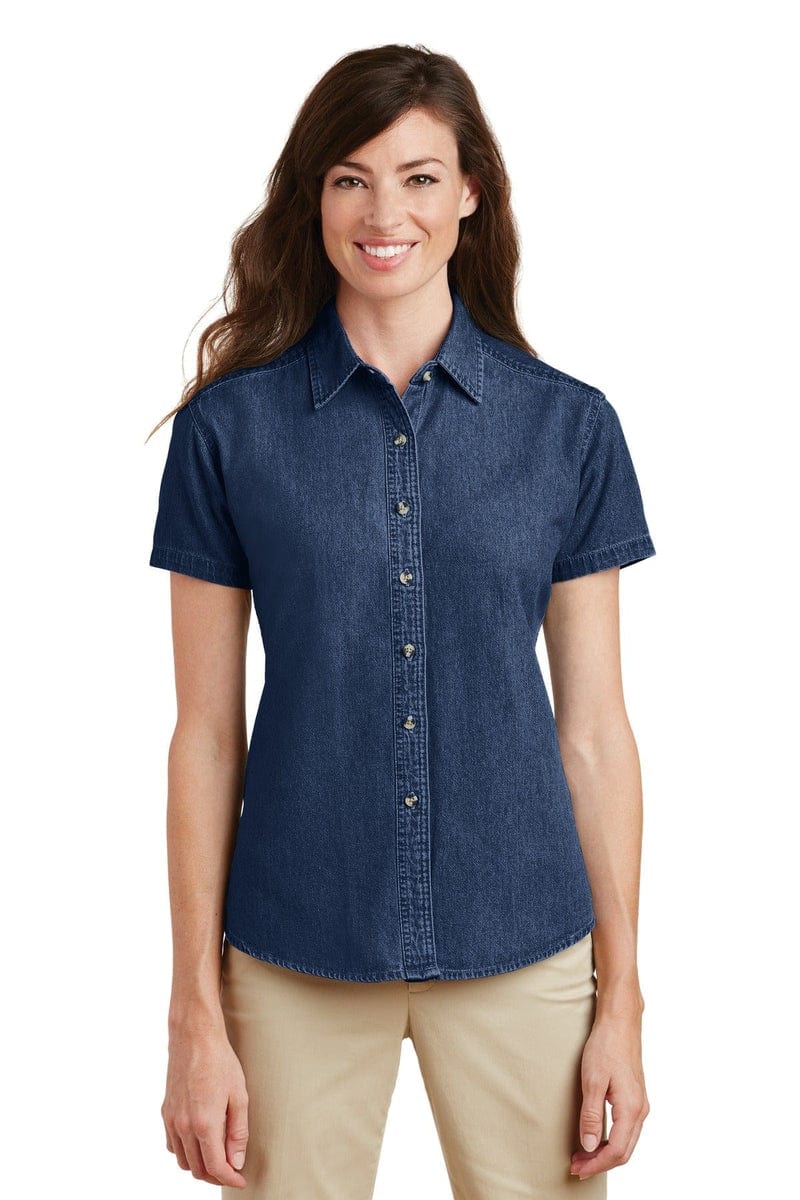 Port Woven Shirts Port & Company ®  - Ladies Short Sleeve Value Denim Shirt.  LSP11