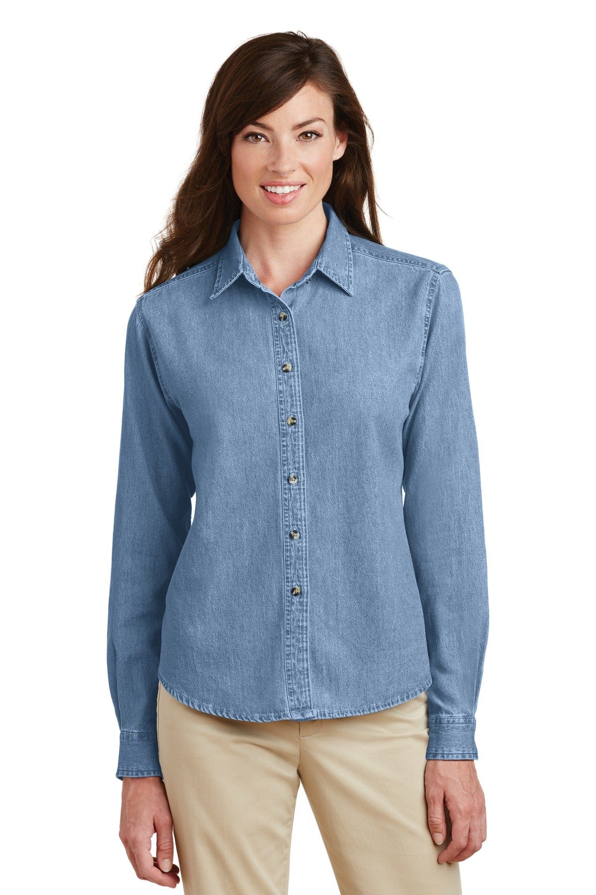 Port Woven Shirts XS / Faded Blue Port & Company ®  - Ladies Long Sleeve Value Denim Shirt.  LSP10