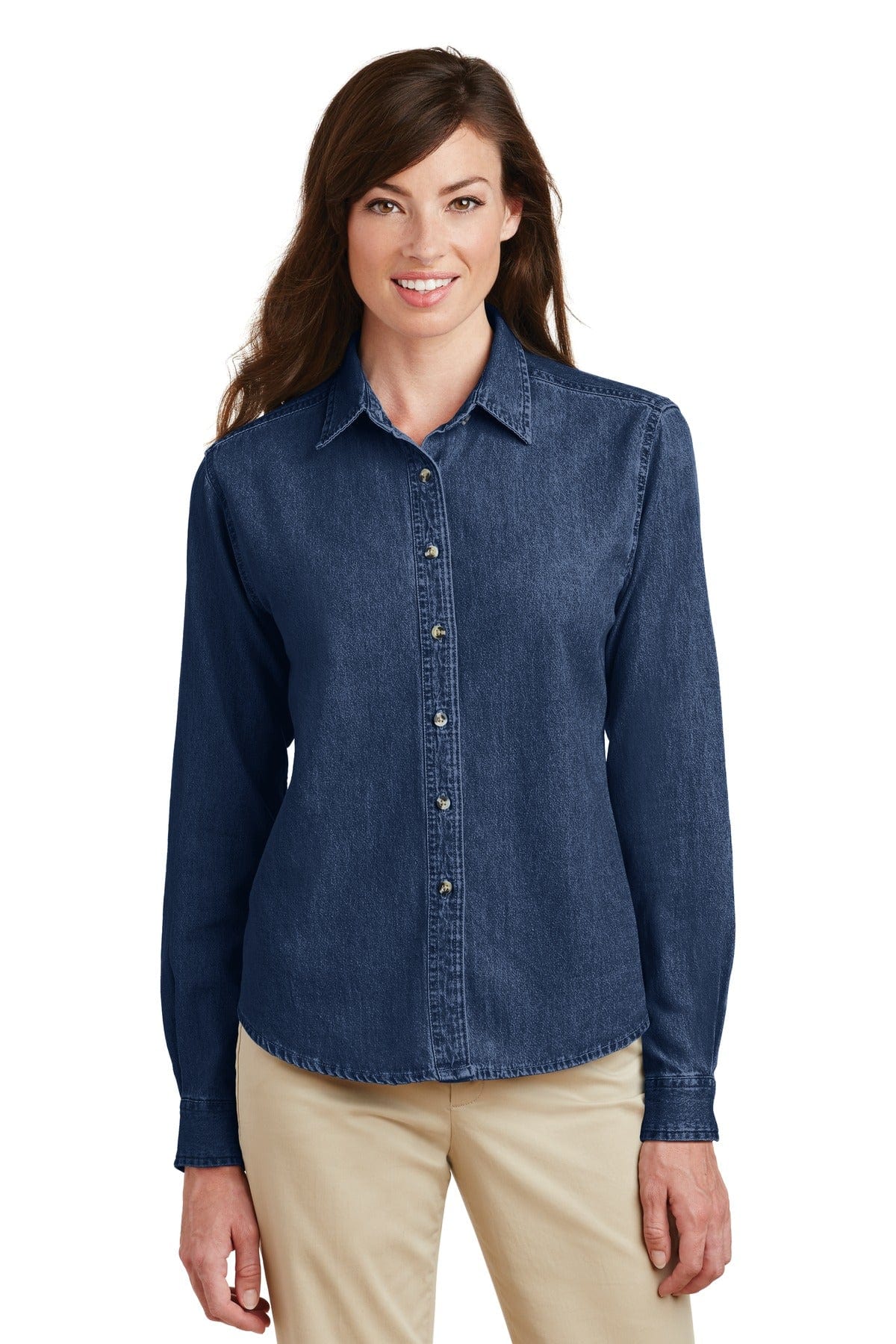 Port Woven Shirts XS / Ink Blue* Port & Company ®  - Ladies Long Sleeve Value Denim Shirt.  LSP10