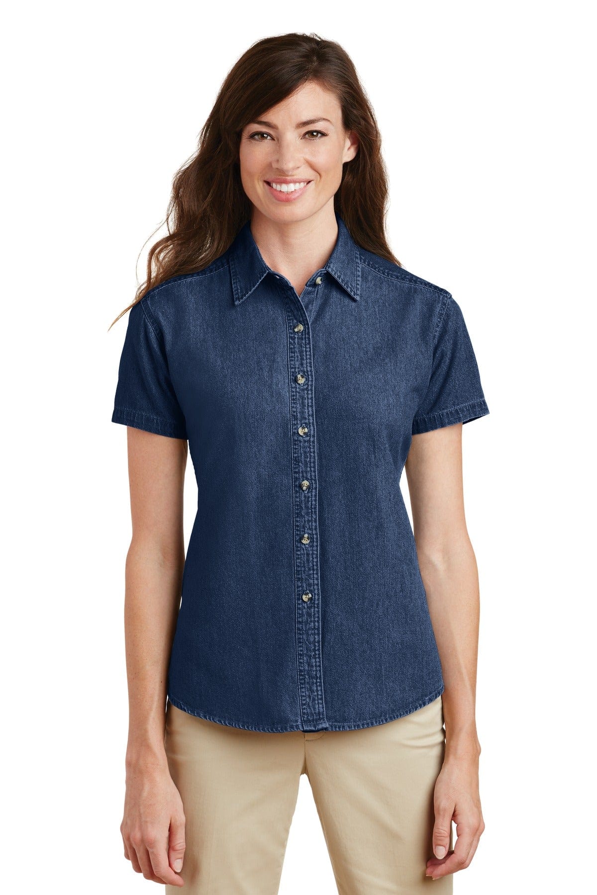 Port Woven Shirts XS / Ink Blue* Port & Company ®  - Ladies Short Sleeve Value Denim Shirt.  LSP11