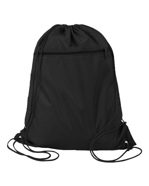 Q-Tees Q135200-Polyester Cinchpack in Black