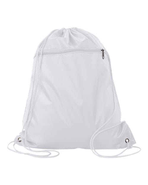 Q-Tees Q135200-Polyester Cinchpack in White