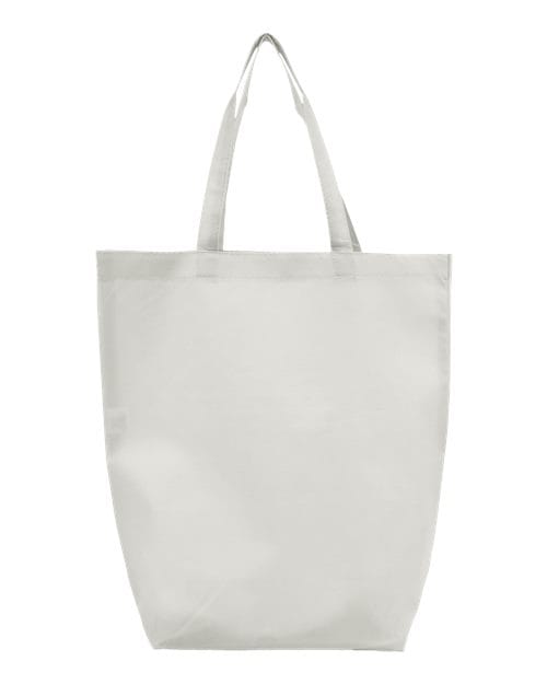 Q-Tees Q1251-Non-Woven Gusset Bottom Tote in White