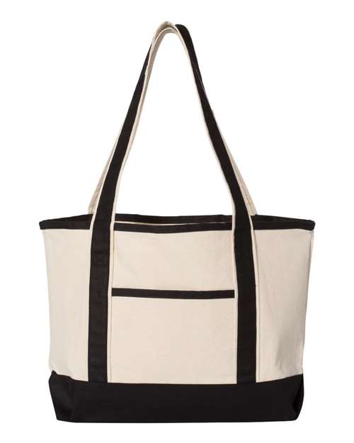 Q-Tees Q125800-20L Small Deluxe Tote in Natural/ Black