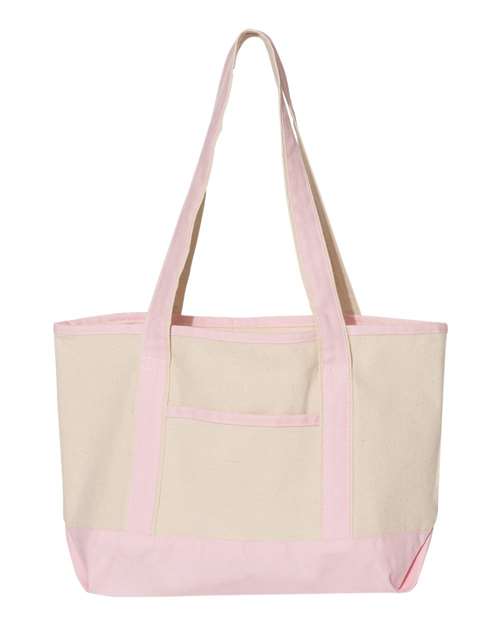 Q-Tees Q125800-20L Small Deluxe Tote in Natural/ Light Pink