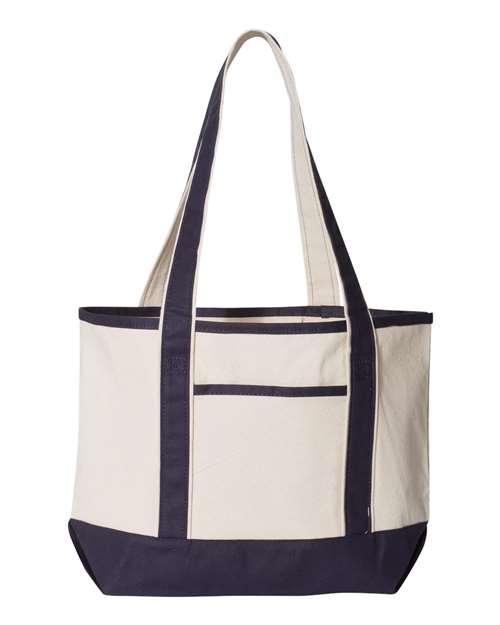 Q-Tees Q125800-20L Small Deluxe Tote in Natural/ Navy