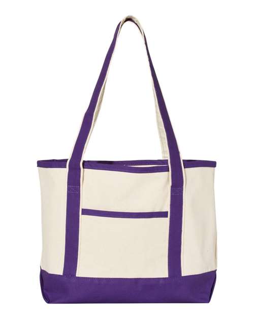 Q-Tees Q125800-20L Small Deluxe Tote in Natural/ Purple