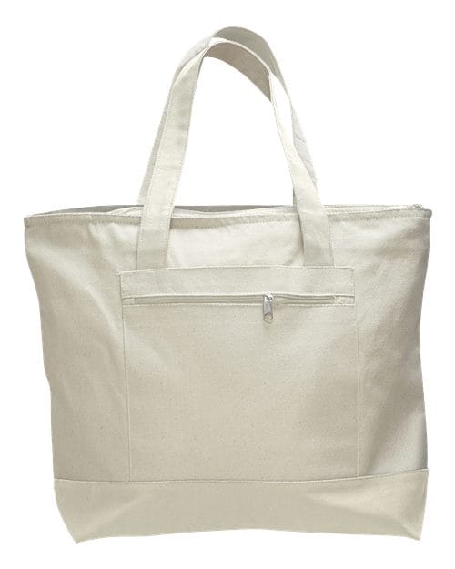 Q-Tees 5854 OSFA / Natural/ Natural Q-Tees Q1300-19L Zippered Tote