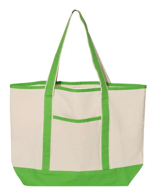 Q-Tees Q1500-34.6L Large Canvas Deluxe Tote in Natural/ Lime